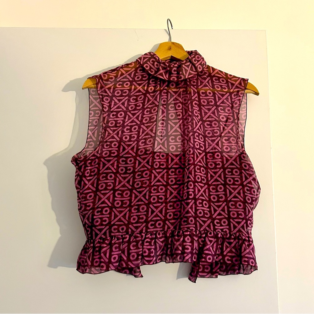 Chanel Coco Print Silk Top
